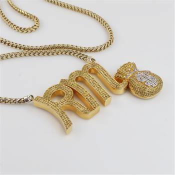 11.05cts TW Diamond 10kt Gold Pendant Silver Chain-Evaluated By Certified Gemologist - AGS/GIA