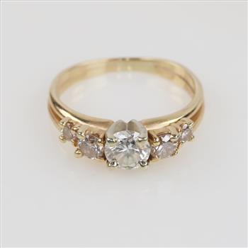 1.10cts TW Diamond 14kt Gold Bridal Set-Evaluated By Our Certified Gemologist-AGS/GIA