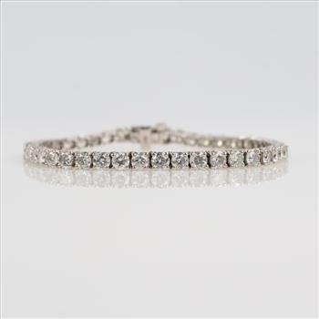 11.50ct TW Diamond 10kt White Gold Tennis Bracelet-Evaluated By Certified Gemologist-AGS/GIA