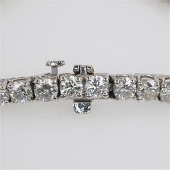 11.50ct TW Diamond 10kt White Gold Tennis Bracelet-Evaluated By Certified Gemologist-AGS/GIA