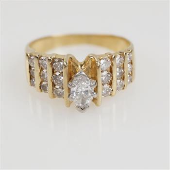 1.16cts TW Diamond 14kt Gold Engagement Ring-Evaluated By Our Certified Gemologist-AGS/GIA
