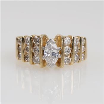 1.16cts TW Diamond 14kt Gold Engagement Ring-Evaluated By Our Certified Gemologist-AGS/GIA