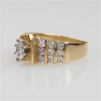 1.16cts TW Diamond 14kt Gold Engagement Ring-Evaluated By Our Certified Gemologist-AGS/GIA