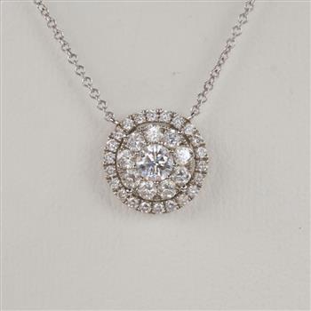 1.16cts TW Diamond 14kt Gold Pendant With Necklace -Evaluated By Our Certified Gemologist-AGS/GIA