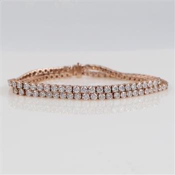 11.80ctTW Moissanite 10kt Rose Gold Tennis Bracelet-Evaluated By Our Certified Gemologist-AGS/GIA