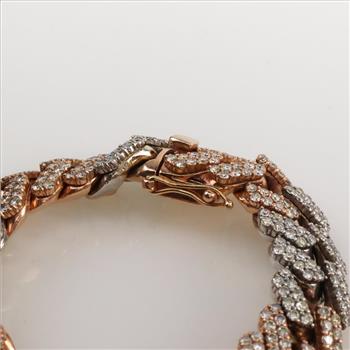 11.91CtTW Diamond 14kt Two-Tone Gold Incrusted Bracelet - Evaluated By Certified Gemologist-AGS/GIA