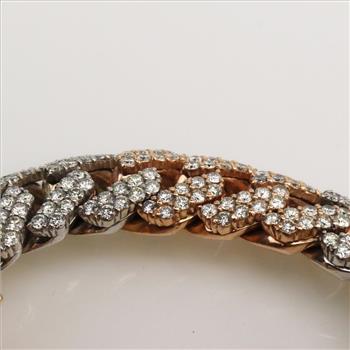 11.91CtTW Diamond 14kt Two-Tone Gold Incrusted Bracelet - Evaluated By Certified Gemologist-AGS/GIA