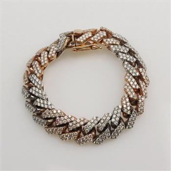 11.91CtTW Diamond 14kt Two-Tone Gold Incrusted Bracelet - Evaluated By Certified Gemologist-AGS/GIA