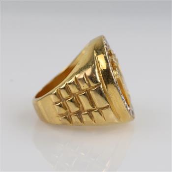 1.19cts TW Diamond 18kt Gold Rolex Signet Ring-Evaluated By Our Certified Gemologist-AGS/GIA