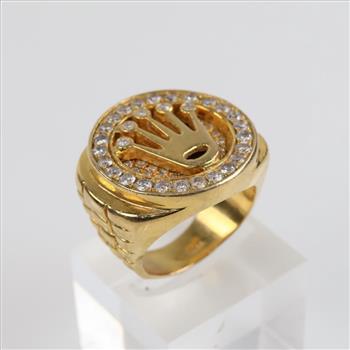 1.19cts TW Diamond 18kt Gold Rolex Signet Ring-Evaluated By Our Certified Gemologist-AGS/GIA