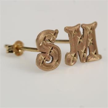 11kt Gold 0.6g Pair Of Letter 'M' And 'S' Shaped Earrings