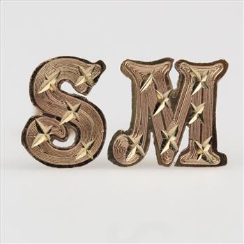 11kt Gold 0.6g Pair Of Letter 'M' And 'S' Shaped Earrings