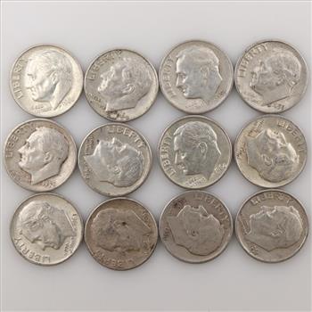 12 US Silver Dimes