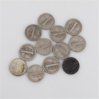 12 US Silver Mercury Dimes