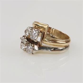 1.20cts TW Diamond 14kt Two Tone Gold Bridal Set -Evaluated By Our Certified Gemologist-AGS/GIA