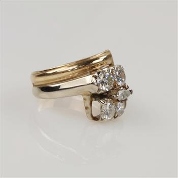 1.20cts TW Diamond 14kt Two Tone Gold Bridal Set -Evaluated By Our Certified Gemologist-AGS/GIA