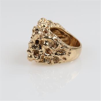 1.21cts TW Diamond 10kt Gold Nugget Ring -Evaluated By Our Certified Gemologist-AGS/GIA