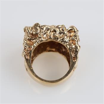 1.21cts TW Diamond 10kt Gold Nugget Ring -Evaluated By Our Certified Gemologist-AGS/GIA