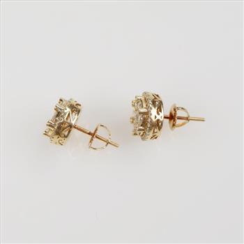 1.21cts TW Diamond 14kt Gold Stud Earrings-Evaluated By Our Certified Gemologist-AGS/GIA