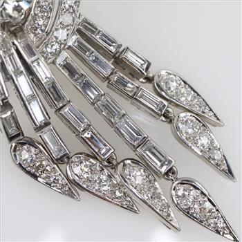 12.37cts TW Diamond Platinum Pin-Evaluated By Our Certified Gemologist - AGS / GIA