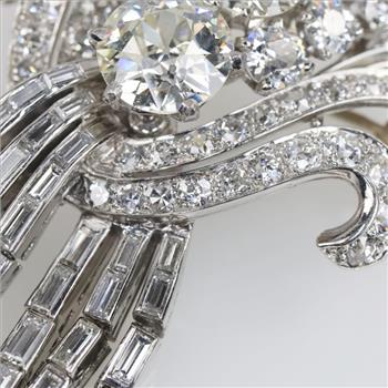 12.37cts TW Diamond Platinum Pin-Evaluated By Our Certified Gemologist - AGS / GIA