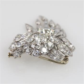 12.37cts TW Diamond Platinum Pin-Evaluated By Our Certified Gemologist - AGS / GIA