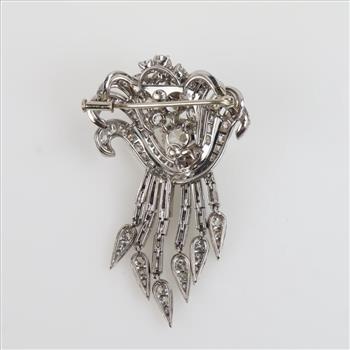 12.37cts TW Diamond Platinum Pin-Evaluated By Our Certified Gemologist - AGS / GIA