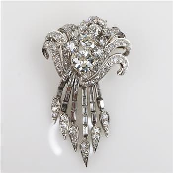 12.37cts TW Diamond Platinum Pin-Evaluated By Our Certified Gemologist - AGS / GIA