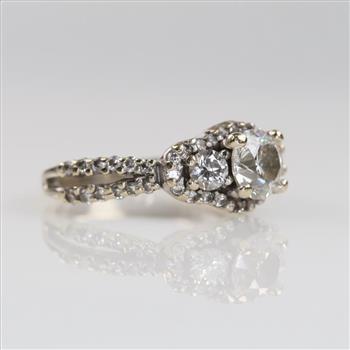 1.23cts TW Diamond 14kt White Gold Engagement Ring- Evaluated By Our Certified Gemologist-AGS/GIA