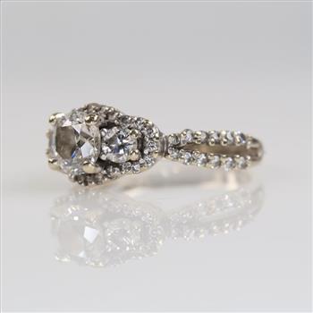 1.23cts TW Diamond 14kt White Gold Engagement Ring- Evaluated By Our Certified Gemologist-AGS/GIA