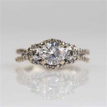 1.23cts TW Diamond 14kt White Gold Engagement Ring- Evaluated By Our Certified Gemologist-AGS/GIA