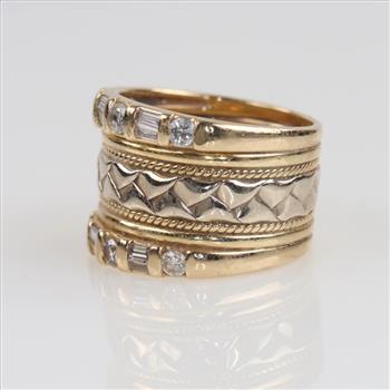 1.24cts TW Diamond 14kt Two Tone Gold Band -Evaluated By Our Certified Gemologist - AGS / GIA