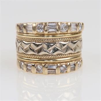 1.24cts TW Diamond 14kt Two Tone Gold Band -Evaluated By Our Certified Gemologist - AGS / GIA