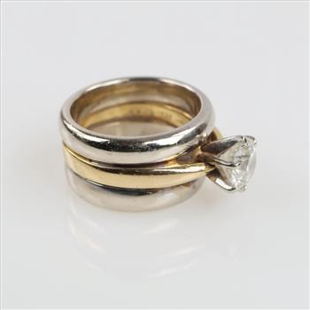 1.25ctTW Diamond 18kt Gold 14kt White Gold Bridal Set-Evaluated By Our Certified Gemologist-AGS/GIA