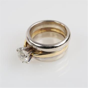 1.25ctTW Diamond 18kt Gold 14kt White Gold Bridal Set-Evaluated By Our Certified Gemologist-AGS/GIA