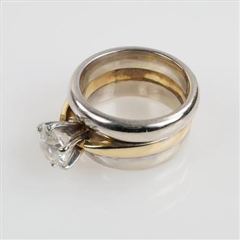 1.25ctTW Diamond 18kt Gold 14kt White Gold Bridal Set-Evaluated By Our Certified Gemologist-AGS/GIA