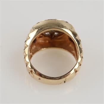 1.26cts TW Diamond 14kt Gold Signet Ring-Evaluated By Our Certified Gemologist-AGS/GIA