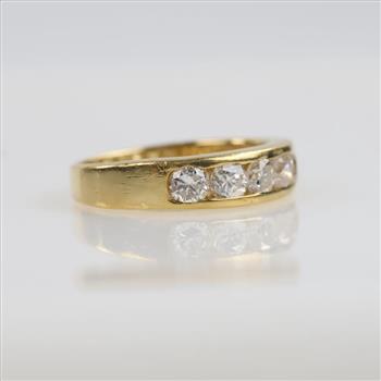 1.26cts TW Diamond 18kt Gold Channel Set Band-Evaluated By Our Certified Gemologist-AGS/GIA