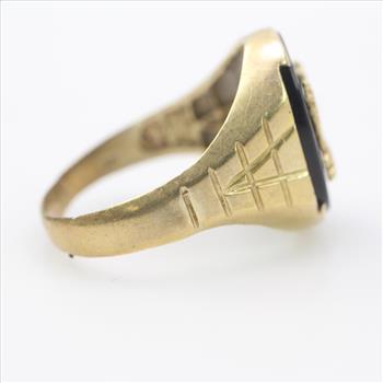 12k Gold Black Onyx Eagle Ring