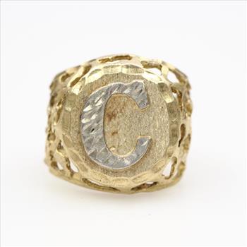 12k Gold Letter C Ring