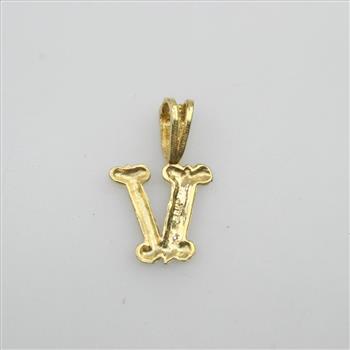 12k Gold Letter V Pendant
