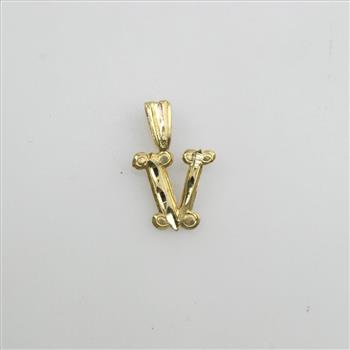 12k Gold Letter V Pendant