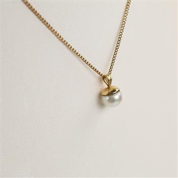 12kt GF Necklace With White Bead Pendant