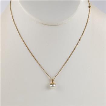 12kt GF Necklace With White Bead Pendant