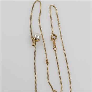 12kt GF Necklace With White Bead Pendant