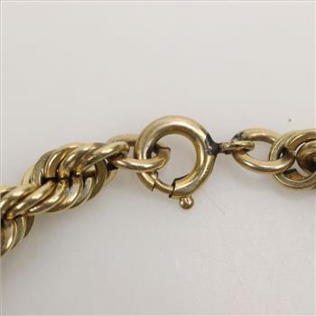 12kt GF Rope Chain Green Stone Bracelet