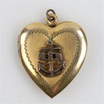 12kt GF United States Navy Heart Locket
