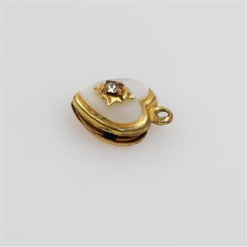 12kt GF White And Clear Stone Hollow Heart Locket