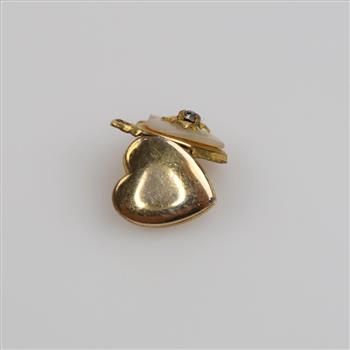 12kt GF White And Clear Stone Hollow Heart Locket