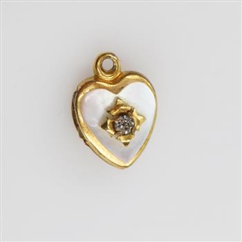 12kt GF White And Clear Stone Hollow Heart Locket